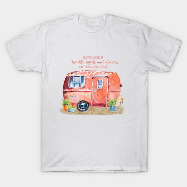 Whimsical Retro Camper Caravan T-Shirt by FreeSpiritedNomads